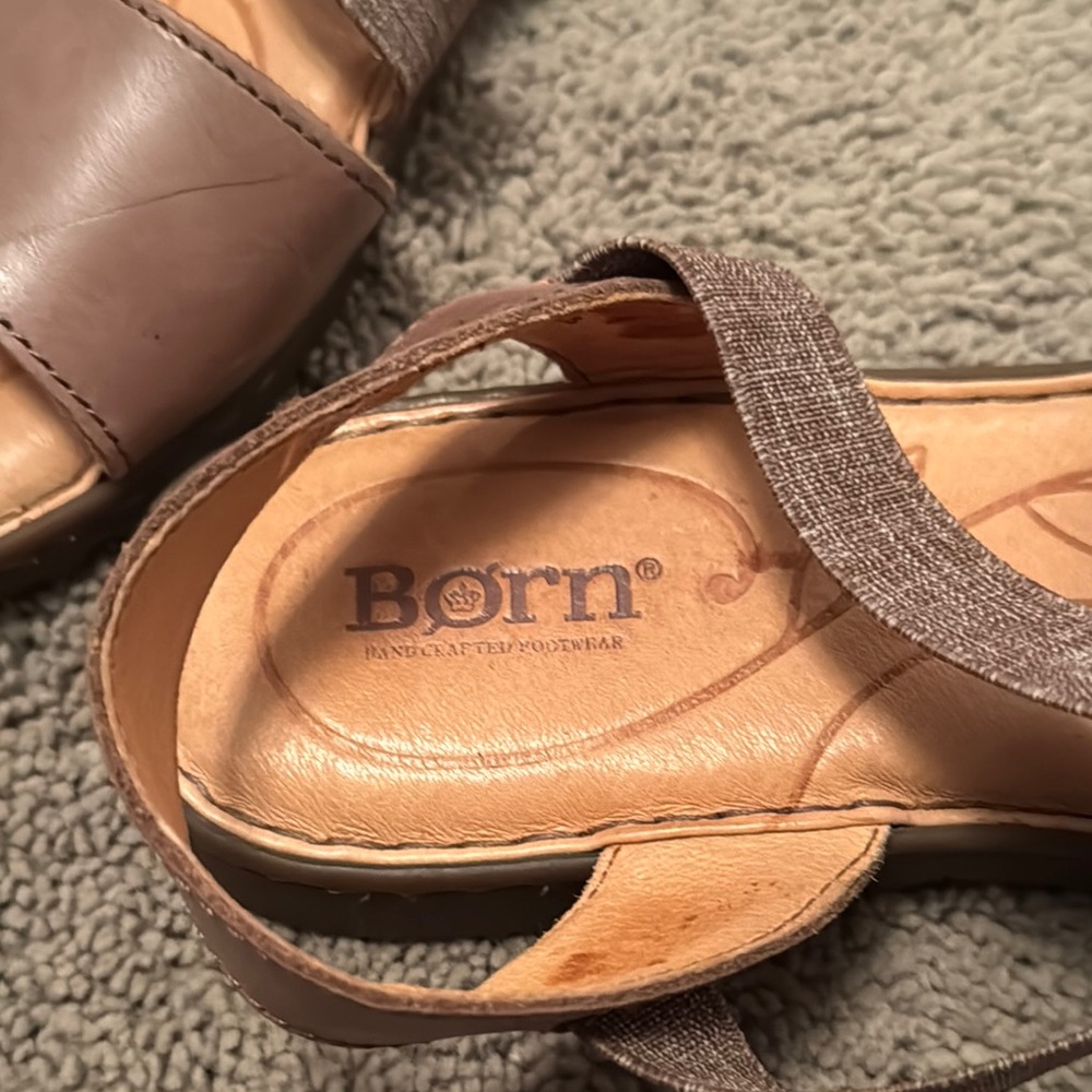 Born Taupe and Gray Strappy Sandals - Picture 3 of 9